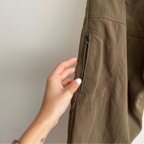 Prana hiking climbing pants olive green khaki adjustable waist size small - Picture 13 of 14